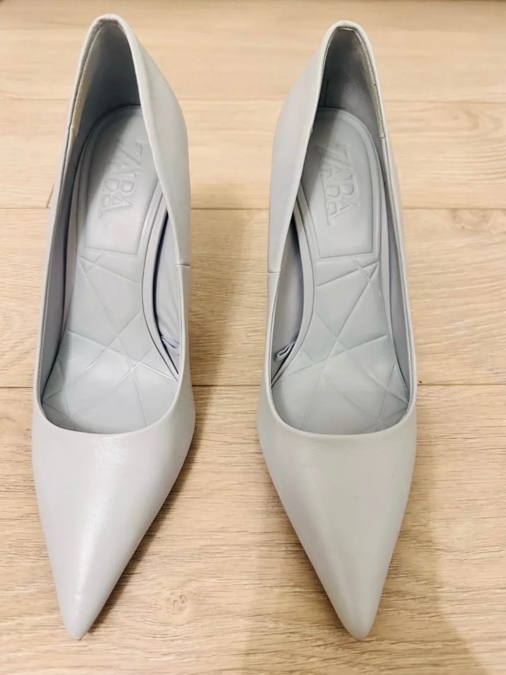 Zara Pale Blue Pointed-Toe Stiletto Pumps - Picture 2 of 5